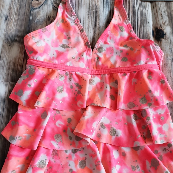 JUSTICE GIRLS SIZE 8 SWIM TANKINI PINK - Picture 2 of 4